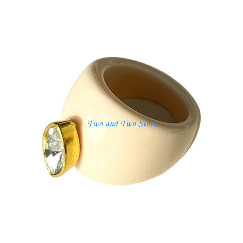 HX6F Fashion Resin Rings With Zircon Stone Sturdy And Stylish Jewelry Pieces белый