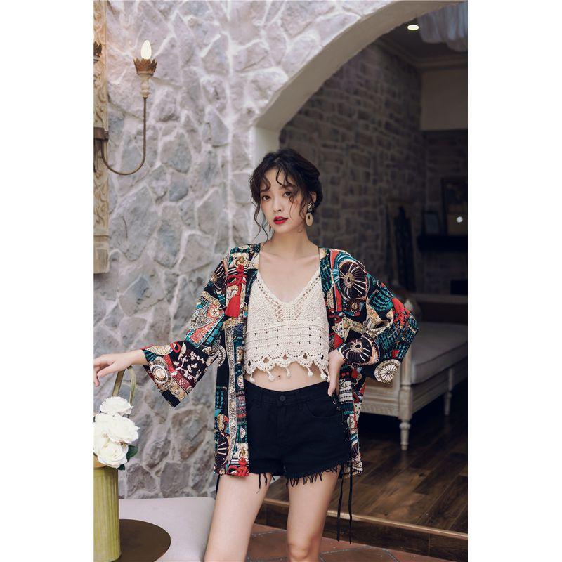 

Retro Temperamental Minority All-Matching Cardigan Jacket Summer Long-Sleeve Air Conditioning Shirt Beach Sun Protection Clothing Women s Fashion Image color Fine: free size (better quality)