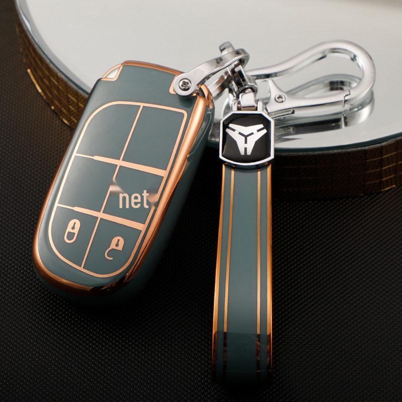 Jeep Compass, Renegade, Cherokee, Grand Commander Gold Edge Car Key Case