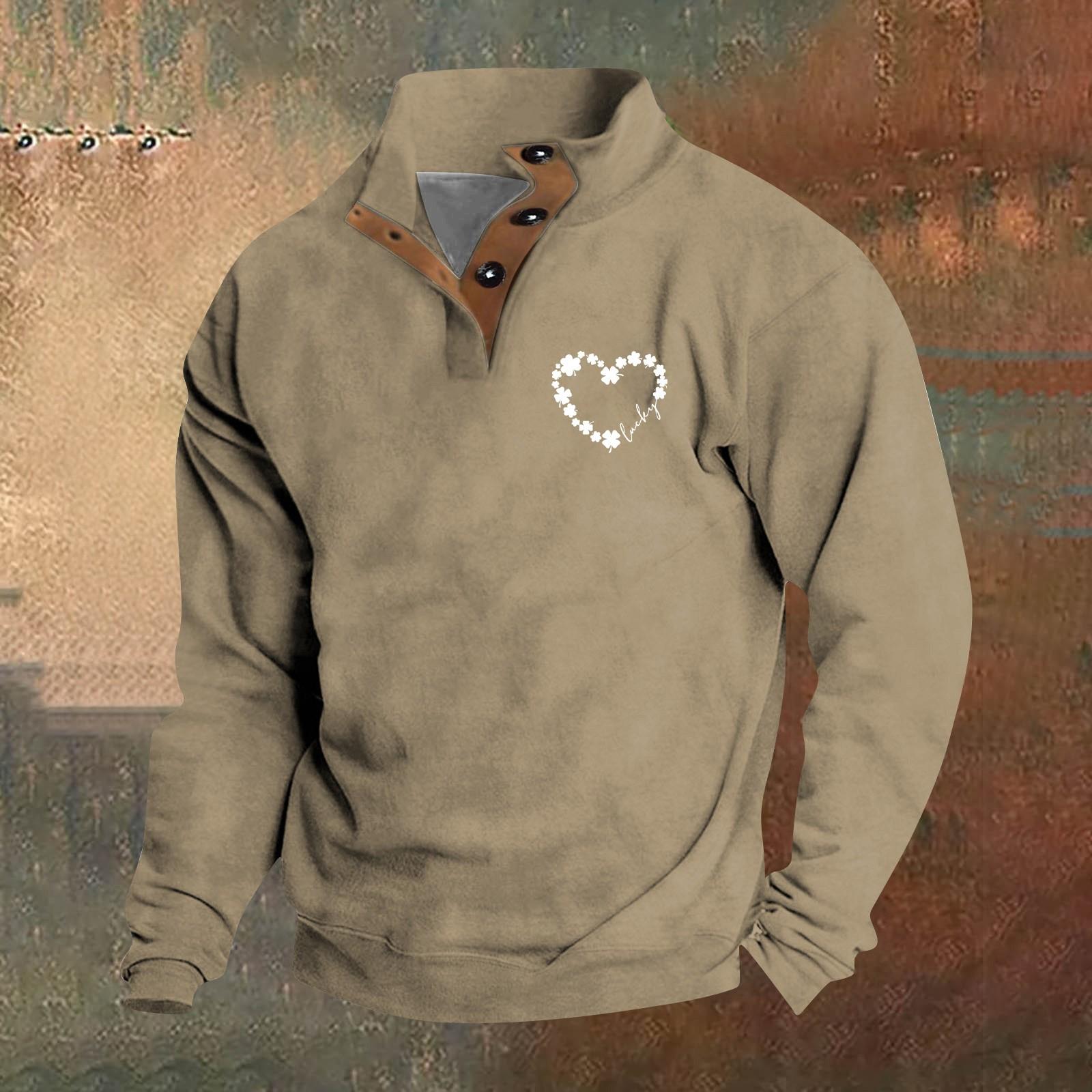 

Чоловічий пуловер з принтом на День Святого Валентина з довгим рукавом і круглим вирізом, парний світшот XXL хакі