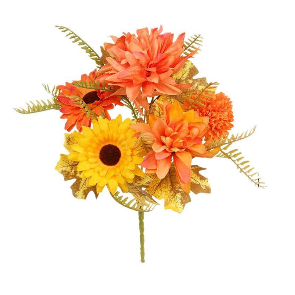 Autumn Artificial Flower Bouquet Prop Household Festival Party Halloween Maple Leaf Pumpkin Decoration