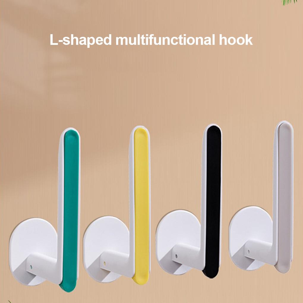 Storage Hanger L Shape Plastic Wall Mounted Towel Hanger L Holder Self-adhesive Waterproof Paper Roll Organizer