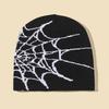 Warm Pullover Hat Soft Cuffed Knitted Hat Y2K Spider Web Pattern Beanie Caps  Casual Wear