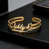 Atoztide Custom Name Bracelet for Women Men Stainless Steel Jewelry Hollow Heart Flower Bangles Personalized Birthday Gift
