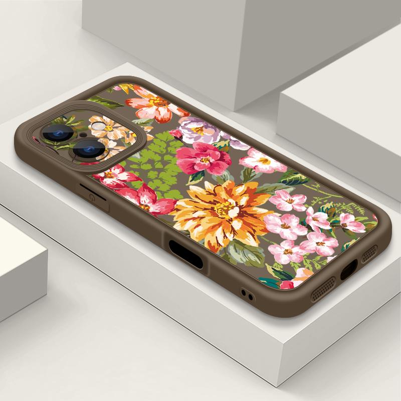 Wzór kwiatowy Odporne na wstrząsy Etui na telefon Dla iPhone 16e 16 15 14 Pro Max 13 12 Pro 11 14 15 16 Plus Kolor Cukierkowy Silikonowe Miękkie Matowe Pokrowce Fundas