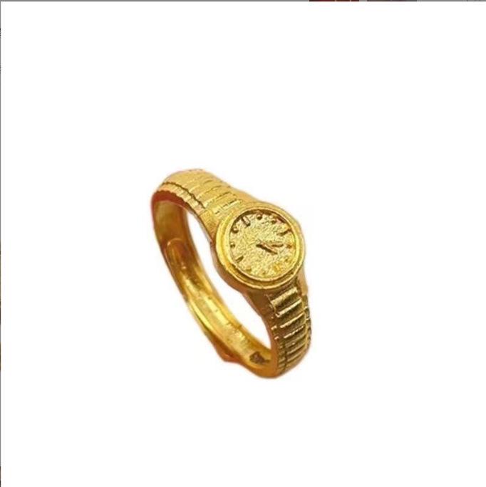 Women's 520 Confession Gold Watch Ring: Small, Adjustable, Niche Gift for Girlfriend