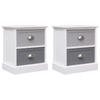 Day and Night - Day and Night Nightstands 2 Units Gray Paulownia Wood 38x28x45cm