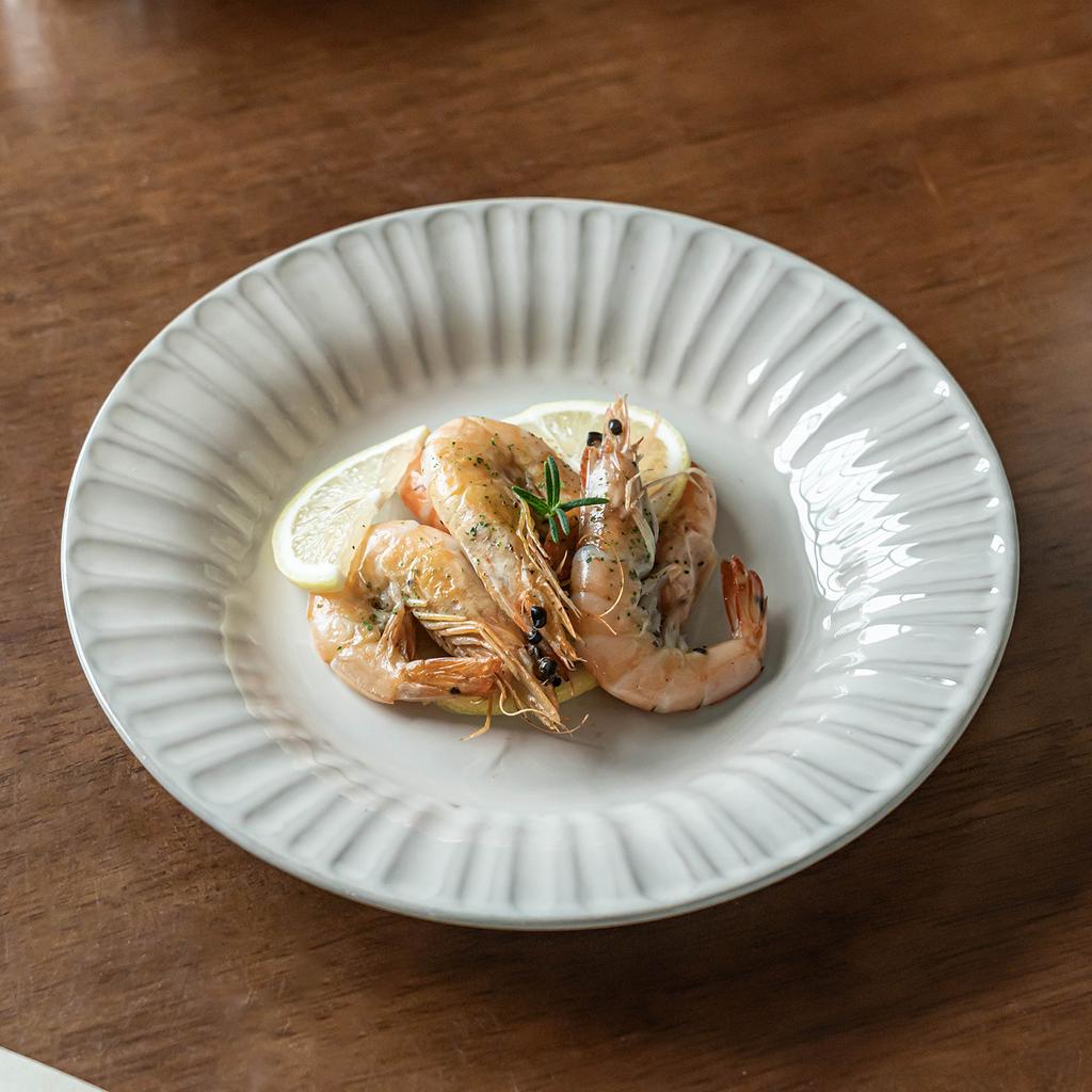 Premium Striped Plate Household Ceramic Plate New Year'S Eve Dinner Plate Restaurant Hotel Preparation Plate Commercial Plate