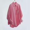 Women's Irregular Cotton Loose Long-Sleeve Shirt with Patch Pocket