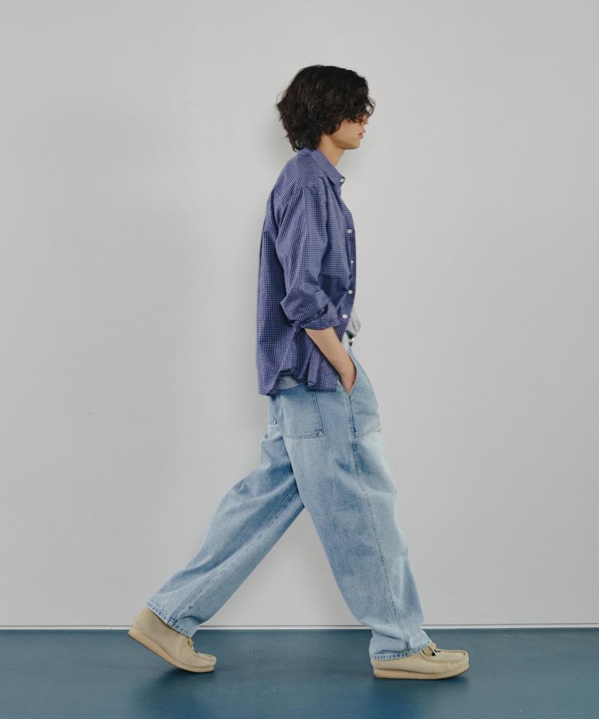 Modenaleudeo Work Pocket Balloon Denim Pants (Light Blue)