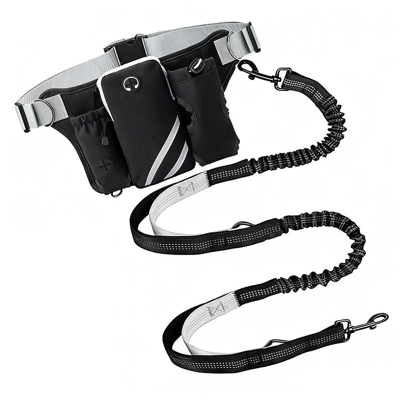 Verstellbare Hüftgurttasche, Trainingstasche mit einziehbarer freihändiger Hundeleine mit reflektierenden Nähten zum Laufen, Gehen und Wandern