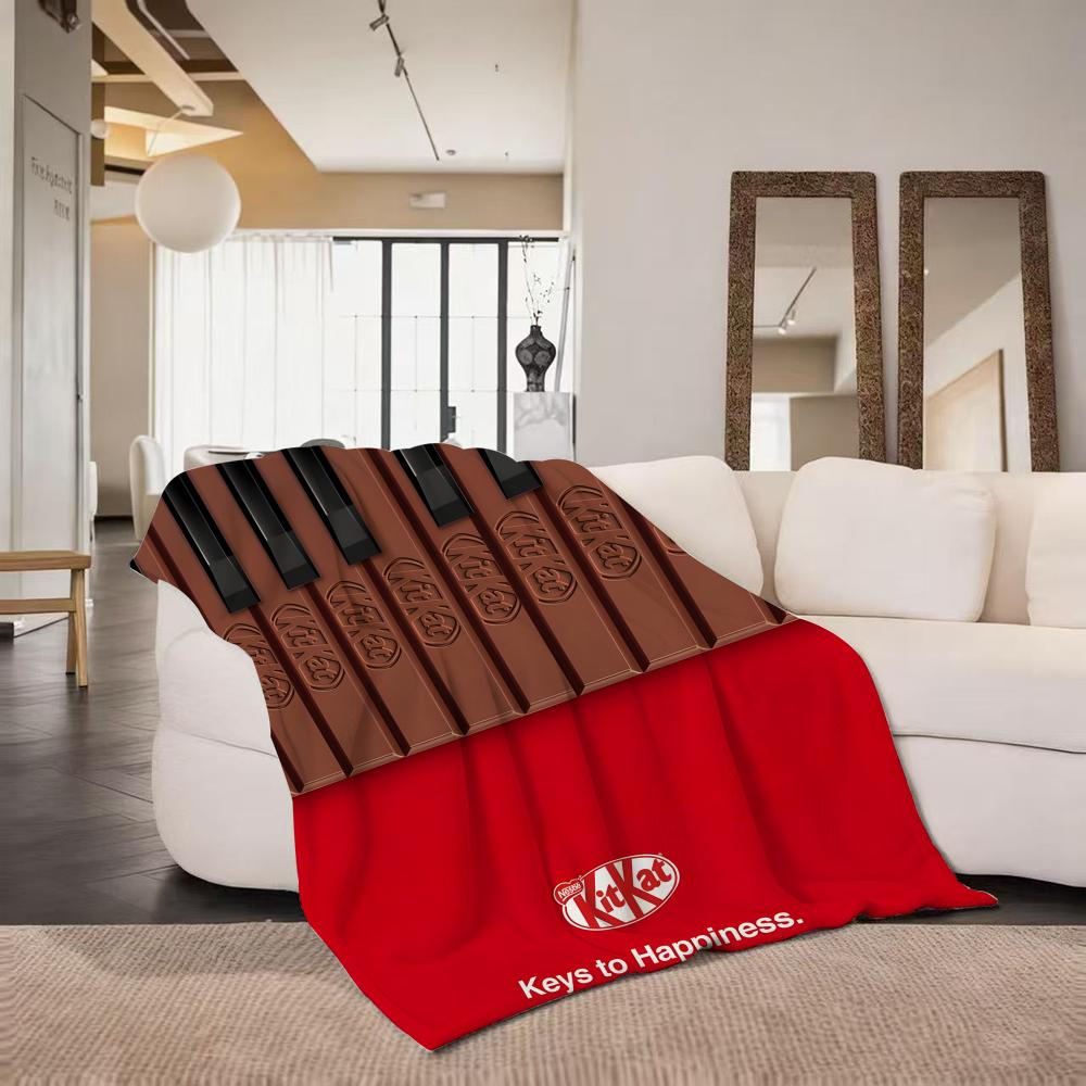 Snack K KitKat Throw Flannel Throw Blanket Suitable for Sofa Living Room Bedroom