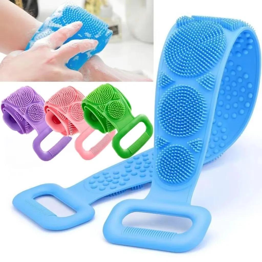 Silikonowy Peeling do Pleców pod Prysznic, Złuszczający Ciało z Uchwytem, Pasek do Kąpieli, Szczotka do Masażu Ciała, Pasek do Czyszczenia, Narzędzia do Kąpieli