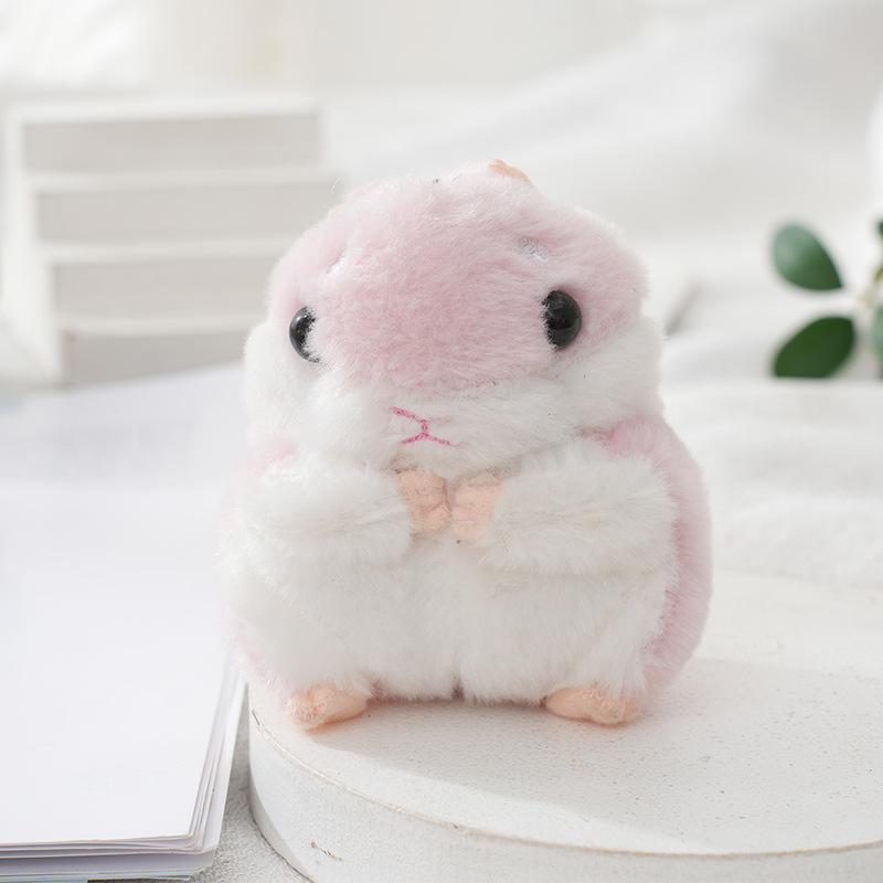 Kawaii Fluffy Hamster Keychain Faux Rabbit Fur Pom Pom Cartoon Pendant Cute Car Key Ring Fashion Accessories