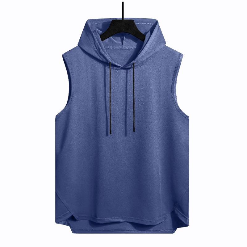Canotta con Cappuccio Senza Maniche da Uomo Casual Vestibilità Larga Streetwear Gilet da Palestra