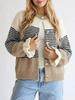 2026 European and American Color Block Striped Knit Cardigan for Women - Loose, Lazy Style Sweater Coat for Autumn/Winter