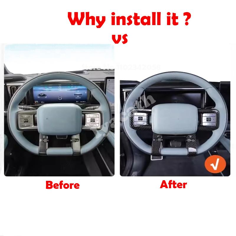 For BYD Leopard 8 2024 2025 Leopard 5 -2026 ABS carbonfiber Interior Steering Wheel direction control Cover Car Accessories