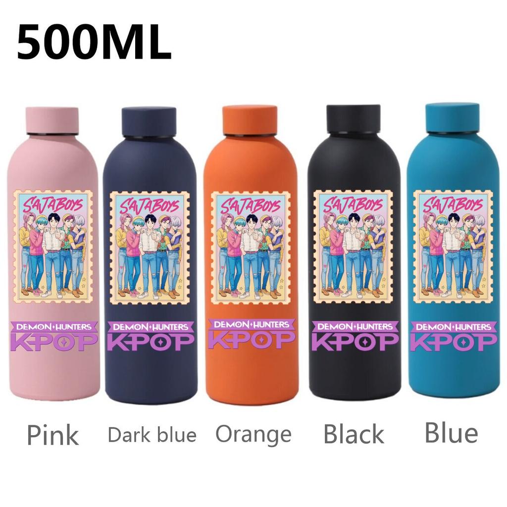 500ML KPop Dämonenjäger Cartoon Druck Sport Auslaufsicher Hohe Qualität Edelstahl Isoliert Wasserbecher Geburtstag Geburtstag Hohe Qualität Geschenke
