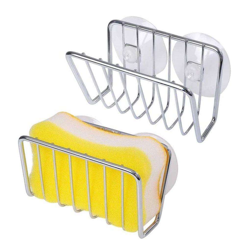 No-Drill Sponge Holder Wall-Mounted Sink Sponge Rack Sink Drain Stand  Kitchen Supplies