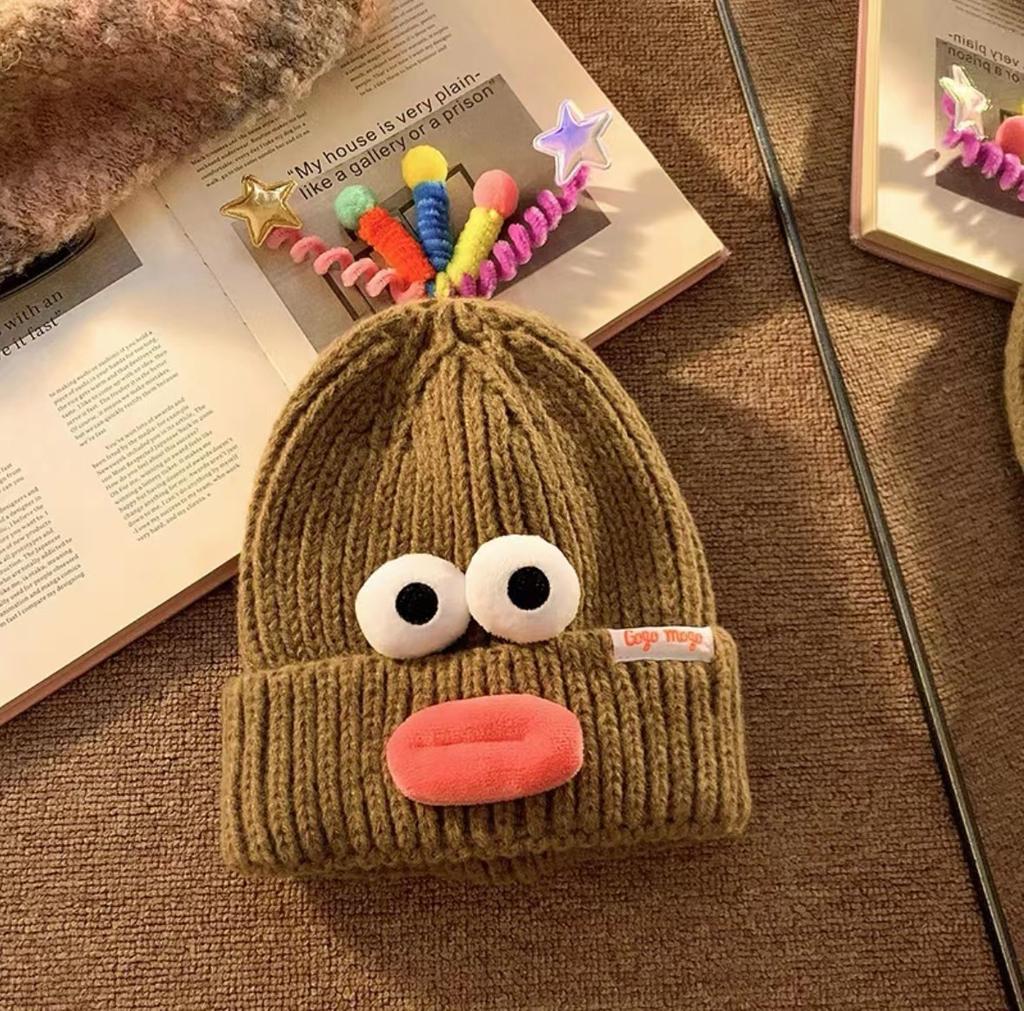 Style Versatile Hat Cute And Funny Big Mouth Womens Warm Hatscaps Knitted