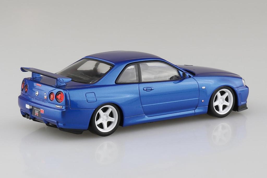 Aoshima Bunka Kyozai Rakupla Snap Kit Nissan R34 Skyline Custom Wheels Scale Plastic Model Kit (AOSHIMA) No. 12CU-BB GT-R (Bayside Blue) 1/32