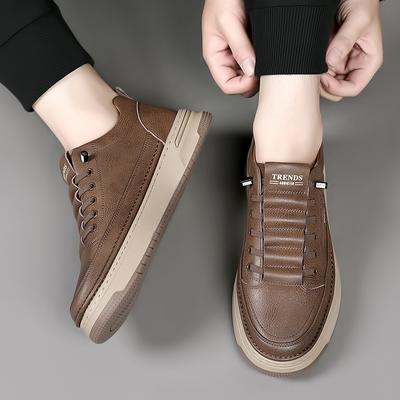 New Fashion Men's Lace Up Casual Board Shoes Brand Classic Brown/Black Comfortable and Breathable Two Layer Cowhide Size 38-44