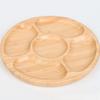 Bamboo Round 5 Compartment Serving Tray, Ideal for Snacks, Fruits, Nuts, Wooden Plate with Dividers for Party Platters Dropship