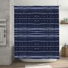 Modern Blue Striped Shower Curtain Bath Decor For Bathroom Washable Fabric Water-Resistant Shoji Curtain Set (Navy)