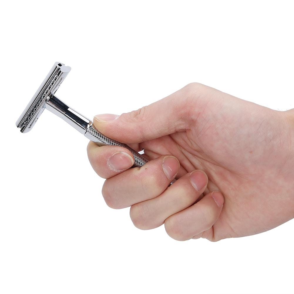 Men Manual   Zinc Alloy NonSlip CloseFitting DoubleSided Blade Shaving Knife(Silver )