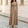 Women's Elegant Plaid Button Front Long Dress for Fall Winter Work