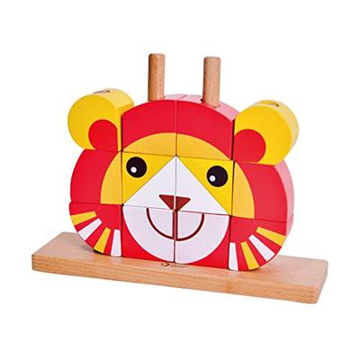 Classic World Löwe Uni Bausteine 3D Puzzle Stapelpuzzle Stapelspielzeug Stapelbausteine Tier Holz Montessori Halber Geburtstag Junge Mädchen 1,5 Jahre 18 Monate