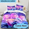 Vlastní jméno 3dílná sada povlečení KPop Neon Future Heroes, Včetně 1 ks povlaku na přikrývku a 2 ks povlaků na polštáře, Vhodné pro koleje a ložnice Dárek
