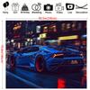 1pc Blue sports car at night with wall background - energetic party banner, home decoration