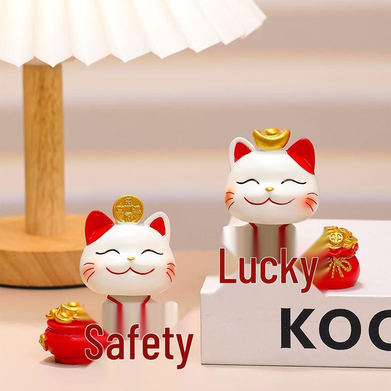 Lucky Cat Resin Mobile Holder - Cute Office Desktop Decoration Gift