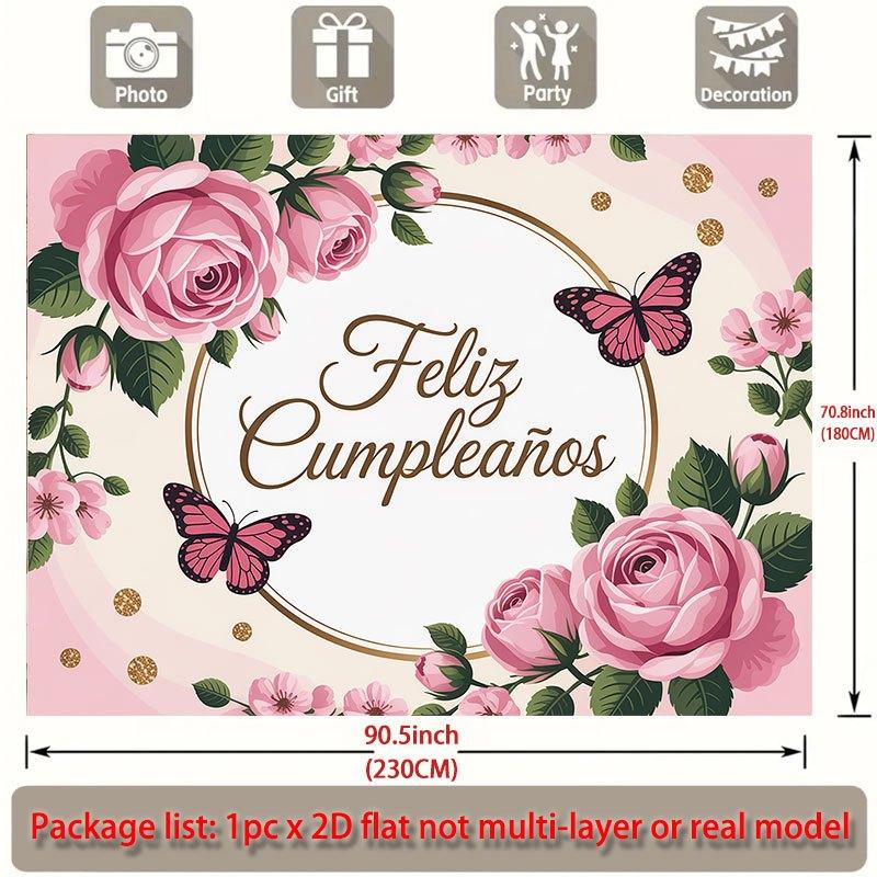 Party Backdrop Floral Flat Feliz Cumpleaos Events Wedding Coming Ceremony Four Photo Booth Background Front Door Decor