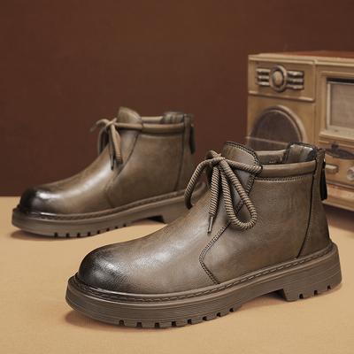 Mode Hohe Qualität Herren Lässige Leder Werkzeugstiefel Klassische Flache Designer Knöchel Business Runde Zehe Slipper Business Stiefel Büroschuhe