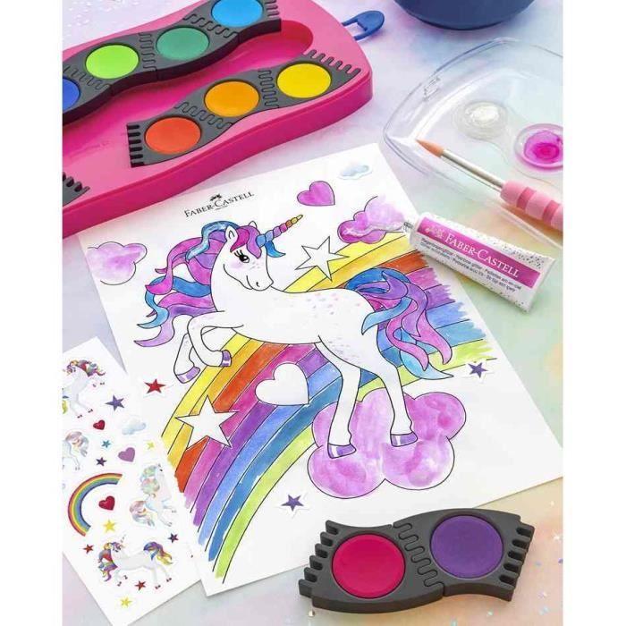 Palette de peinture CONNECTOR licorne - FABER-CASTELL - 12 couleurs - design innovant - économique