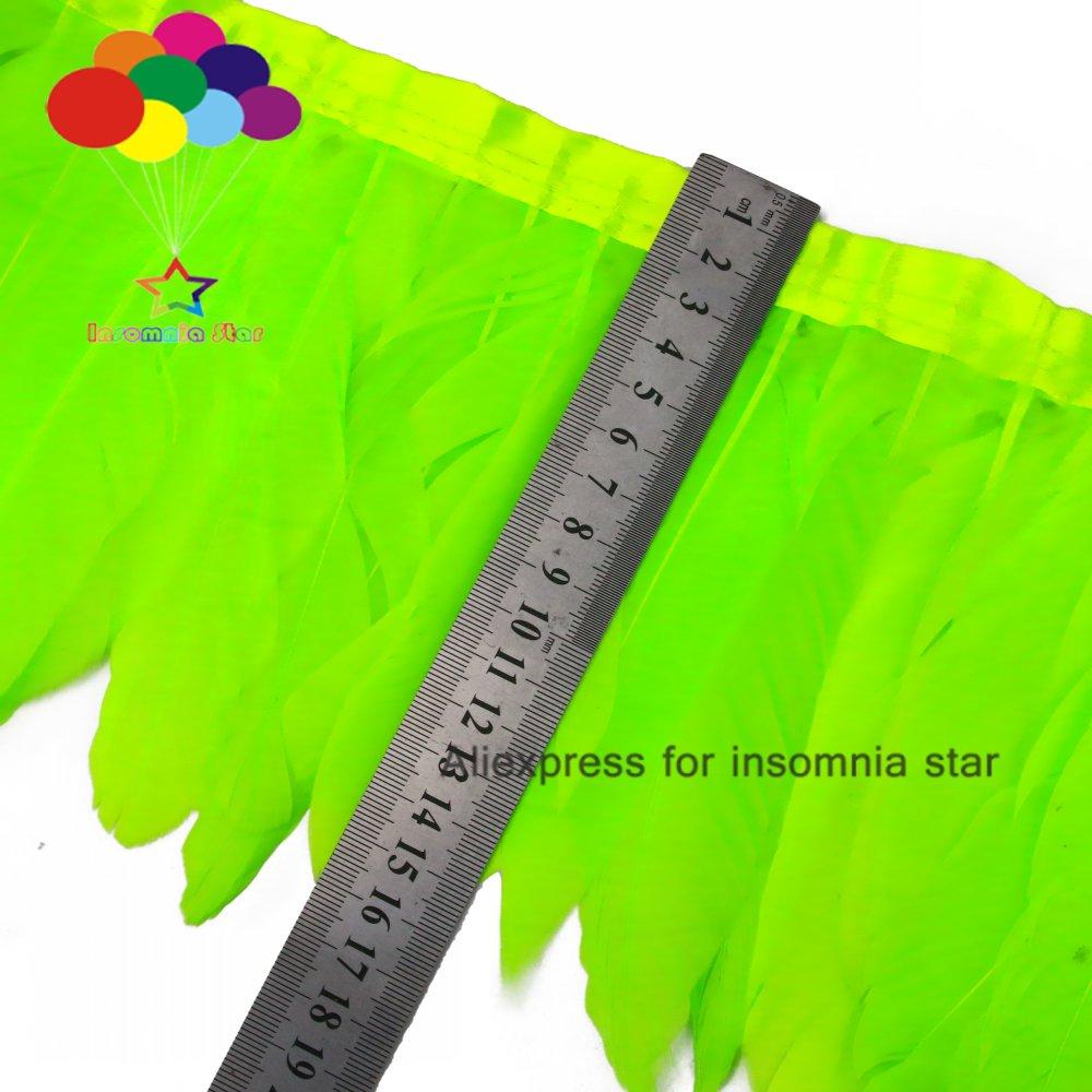 Feather2 Meter/pack Goose Feather Fringe Trim On Satin Header 6"- 8" In /15-20 Cm Width