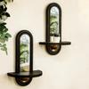 1pcs Acrylic Mirror Wooden Wall Plant Shelf Home Living Room Wall Decor Storage Shelf for Potted Plants and Small Items