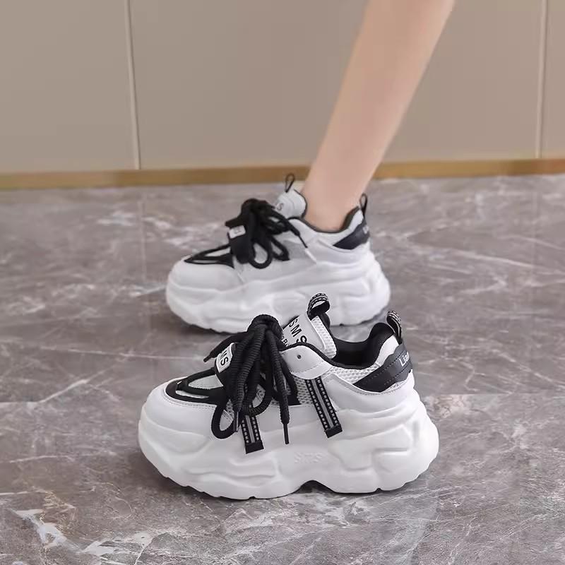 

мода Новые модные женские теннисные туфли массивные кроссовки для женщин весна осень толстая подошва папы туфли женские кроссовки из искусственной кожи на платформе 39 чёрный