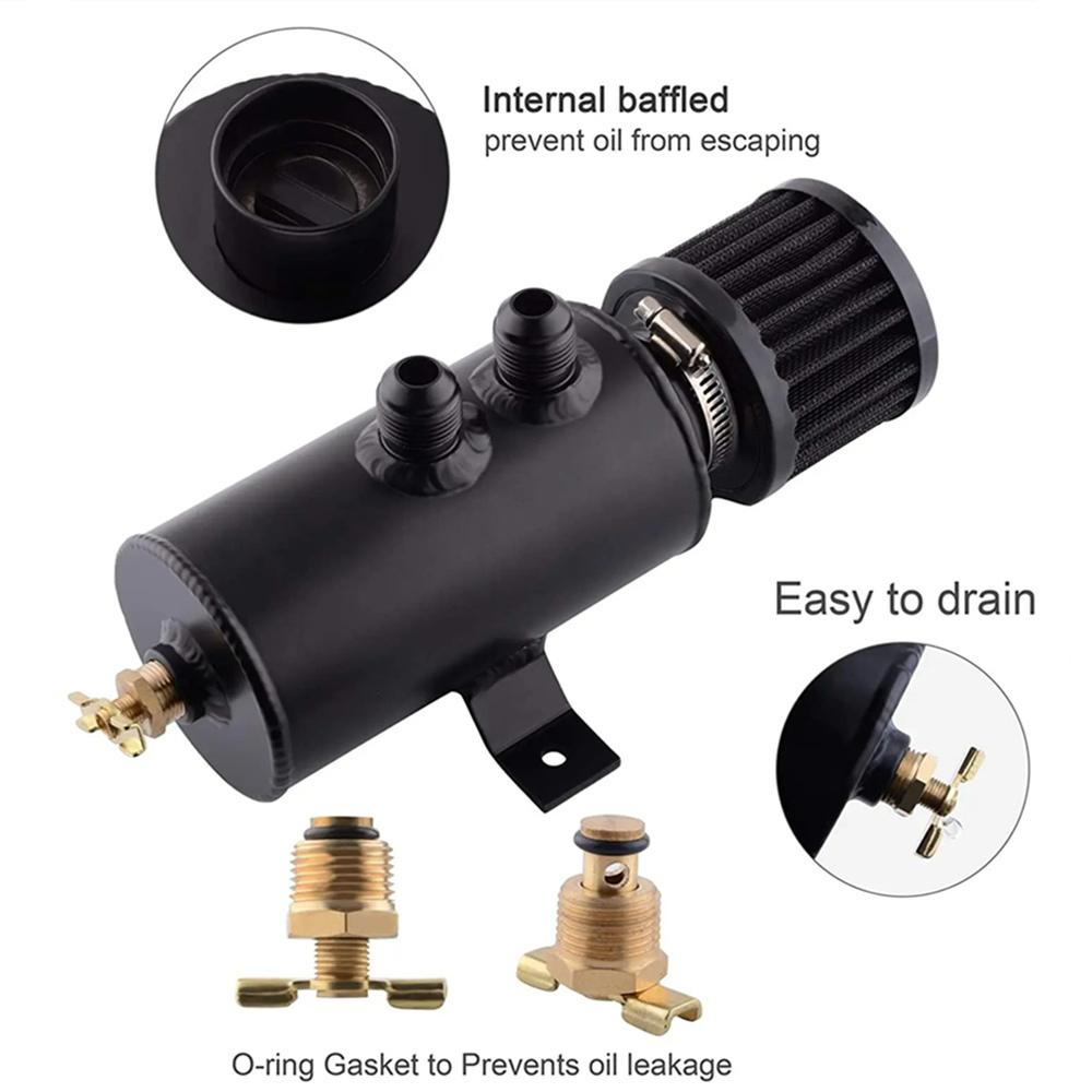 750ml Aluminum AN10 Oil Catch Can Exhaust Reservoir Tank with Breather Filter Baffled Kit Fuel Tank