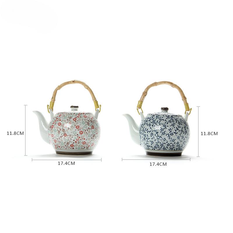 High Temperature Resistant Ceramic Teapot 1000ml Office Tea Pot Filter Household Blue and White Porcelain Kettle