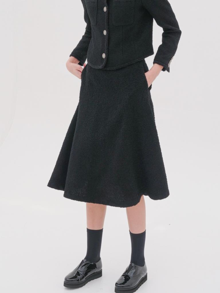Acud Alpaca Tweed Flare Skirt _Black