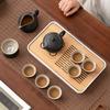 Black Pottery Beam Pot Kung Fu Tea Set with Tea Tray Home Office Portable Bag Business Souvenir Tea Set