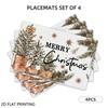 4pcs/6pcs Christmas Table Placemats, Boho Merry Christmas Placemats Table Decor, Suitable for Restaurant Kitchen, Dinner Party And Other Atmospheres,