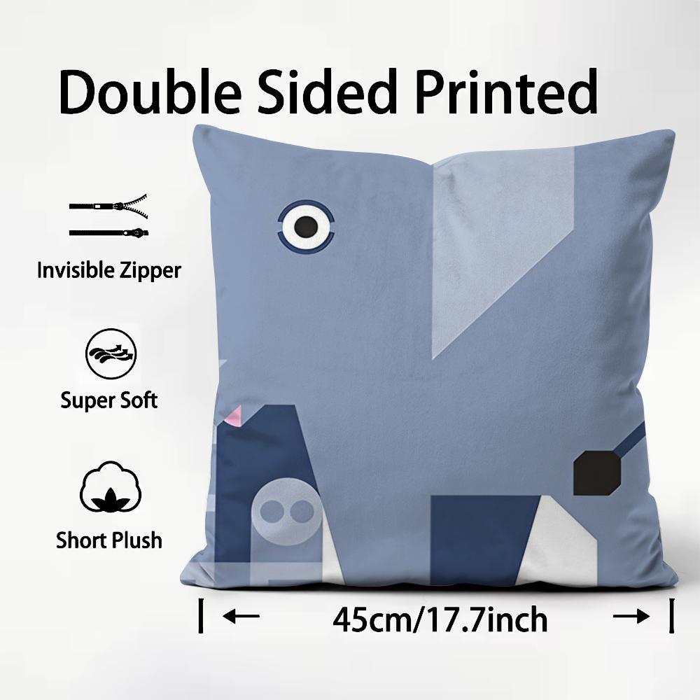 Simple Animal Anime Art Cushion Cover Plush Fabric Soft DoubleSided Printed Sofa Warm Winter Home Child Gift Pillow Case