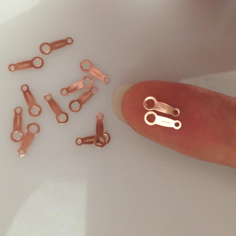 14K Rose Gold Engraved Plate with Gold-Plated Double Hole Clasp Connector Double Hole Engraved Plate - 1 Piece Price