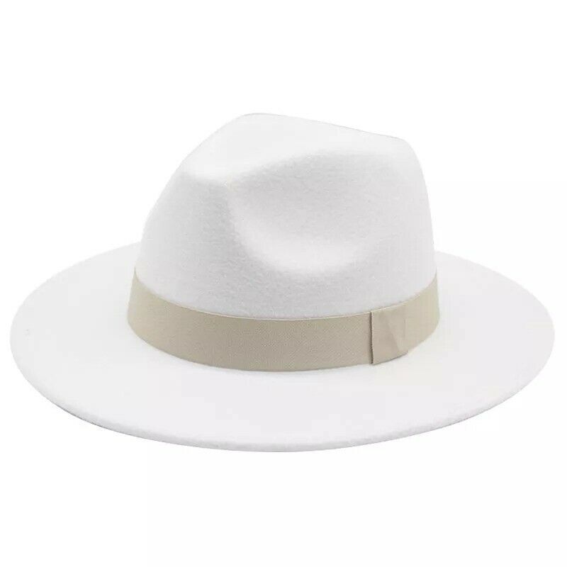 British Jazz Hat Big Eave Hat Square Ribbon French Top Hat Men'S And Women'S Cashmere Felt Hat