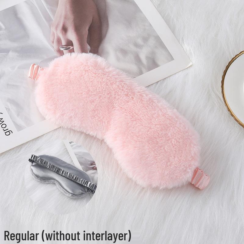 Blackout Rabbit Fur Sleep Mask - Soft, Breathable, Skin-Friendly, Plush Imitation Silk for Autumn/Winter Eye Protection.