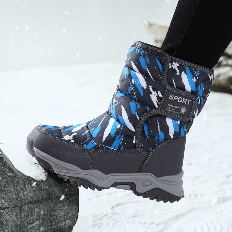 Neuzugang Winter Kinderschuhe Plüsch Wasserdichtes Gewebe Rutschfeste Mädchen Gummisohle Schneestiefel Mode Warme Outdoorstiefel